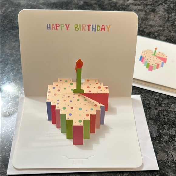 2 Colorful Birthday Pop-Up Cards Set of 2 Pop Up Heart Shaped Cake Card NWT - Picture 3 of 9